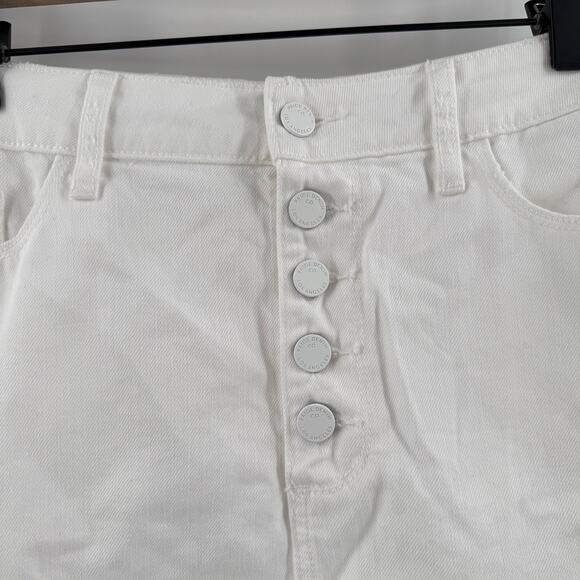 Paige Denim Aideen Skirt SZ 30 White Jean Cotton Lyocell Distress Raw Hem Button - Picture 10 of 16
